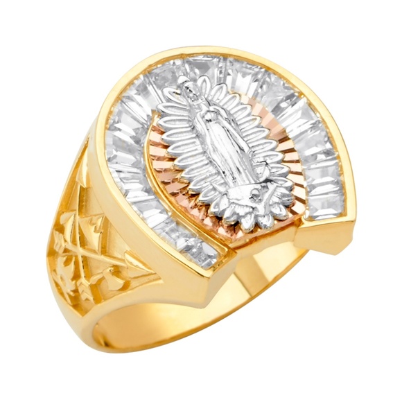 14K Yellow Gold CZ Men's Ring
